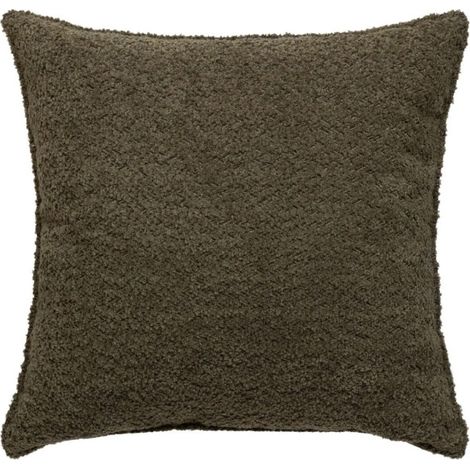 Coussin Déco Bouclette "Soana" 45x45cm Vert Kaki (1/5)