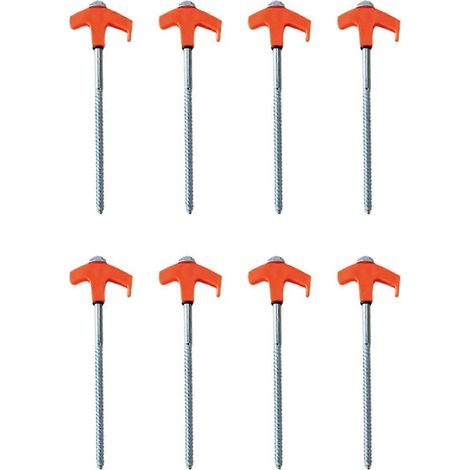 Zeltnägel, Campingheringe, Metall-Gewindespitzen (8 Stück) Orange