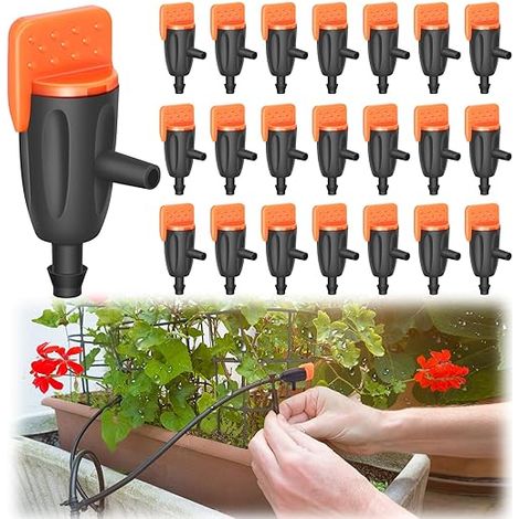 Système d'irrigation goutte à goutte (50 pièces), débit réglable, tuyau de 0,64 cm, système d'arrosage pour plantes succulentes (4-7 mm). (1/5)