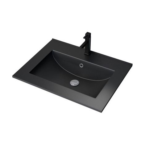 Vasque encastrée - simple - 60 cm - céramique noire satinée - Atos - AURLANE (1/2)