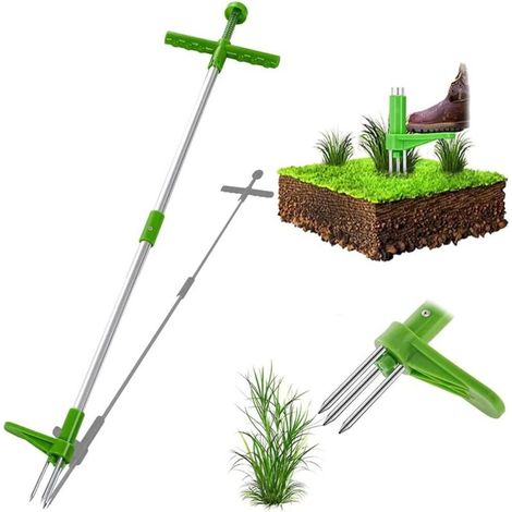 Extracteur de mauvaises herbes manuel avec poignée en acier et 3 griffes, outil de jardinage pour pelouse et jardin (1/5)