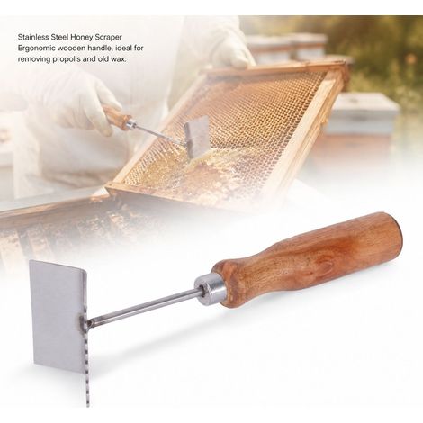 Pala con telaio in acciaio inox e manico in legno, strumento per la pulizia degli alveari, apicoltura, 21,5 cm (1/5)