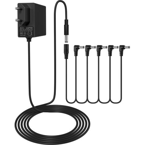 9V 1A Adaptateur d'alimentation pour pédale de Guitare, Compatible avec ME-80, GT-1, GT-100, PSA-120S, Vox Stomplab, JOYO, MXR, NUX, avec 5 Voies Daisy Chain pour Effets de Guitare Chargeur (1/5)