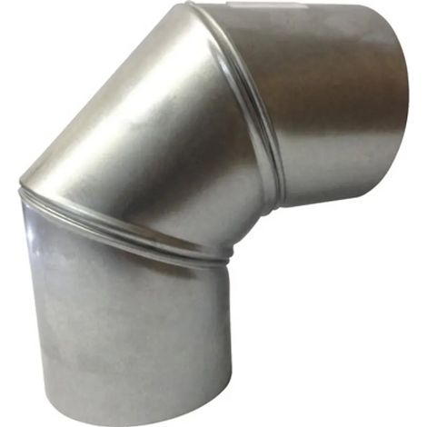 BERTRAMS 030710, Pièce d'angle pour conduit de cheminée, argent, acier, 400 °C, 90°, 12 cm (1/3)