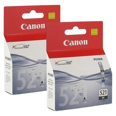 Canon CLI 521 BK Pack cartouche de 2 noires pour imprimante jet d'encre