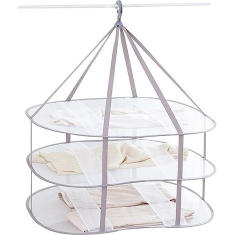 Séchoir à linge suspendu pliable à 3 niveaux en maille pour pulls 77 cm L x 61 cm l x 78 cm H (1/5)