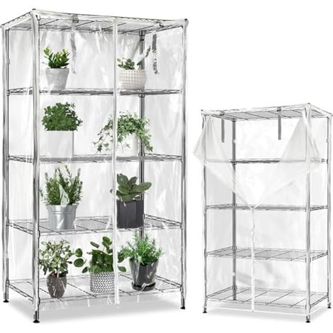 okcool Housse d'étagère imperméable, entièrement transparente avec fermeture éclair, PVC transparent clairement visible (convient aux étagères de 152,4 x 61 x 183 cm) (1/5)