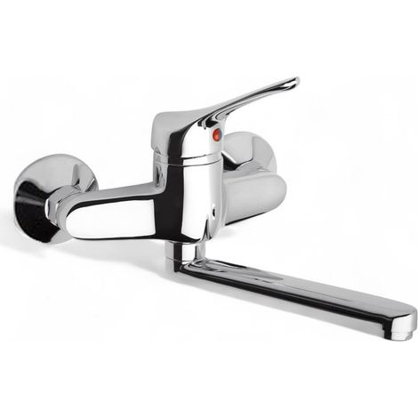 Miscelatore lavello a parete in ottone cromato monocomando Pilot (1/4)