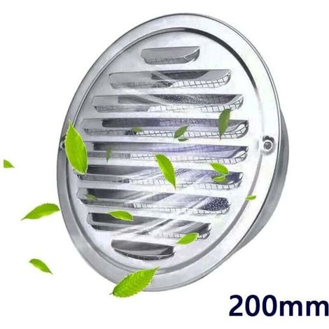 Grille de Ventilation en Acier Inoxydable- Grille d'aération avec Moustiquaire - Couvercle d'évacuation pour Cuisine Meubles Bouche(200mm) (1/5)