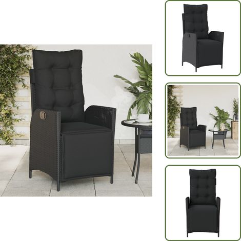 Chaise de jardin confortable - vidaXL Chaise inclinable de jardin et repose-pied noir résine tressée - Chaise de jardin avec coussin (1/5)