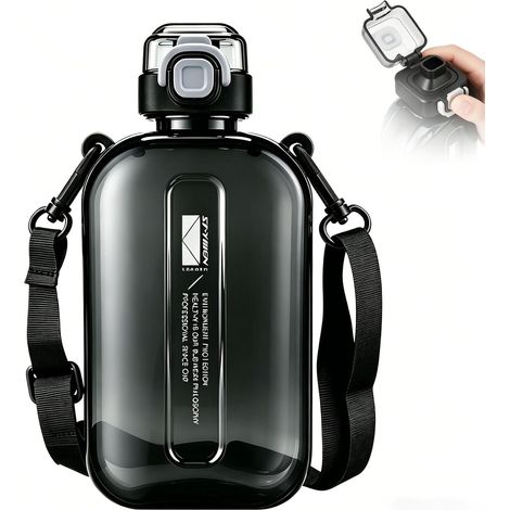 Flache, auslaufsichere 750-ml-Wasserflasche mit verstellbarem Schultergurt, BPA-frei, 21,5 x 10,5 cm, für Sport, Reisen, Camping und Outdoor-Aktivitäten (1/5)