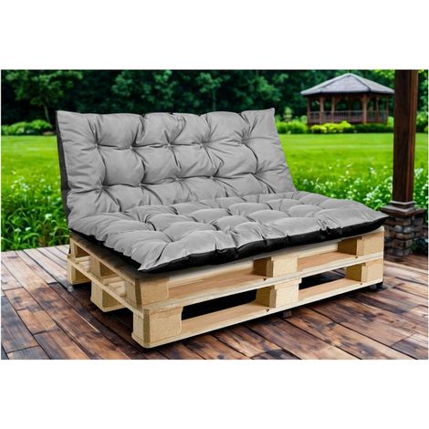 Cuscino da giardino 120x40 cm per panca pallet, impermeabile, grigio (1/5)
