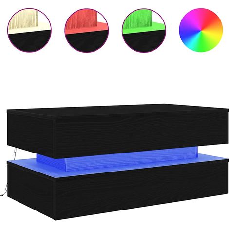 Maison Exclusive - Mesa de centro con luces LED roble negro 90x50