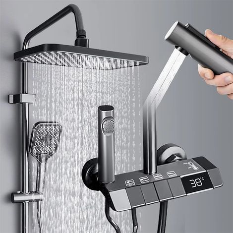 Duschset für das Badezimmer – Duschkopf-Set mit Digitalanzeige für konstante Temperatur und Warmwasserdusche.