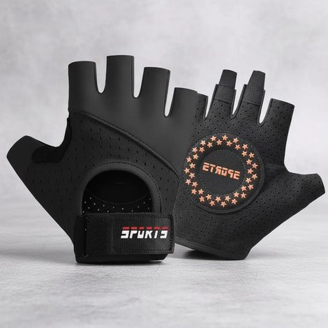 Gants de gym antidérapants demi-doigts pour femmes, noirs, taille moyenne (1/5)
