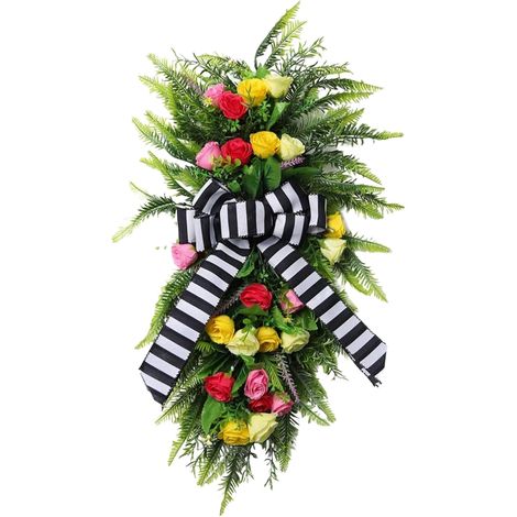 Couronne printanière pour porte d'entrée, guirlande florale en forme de larme, couronne de fleurs artificielles d'été, guirlande décorative pour la maison-AquaForge (1/5)