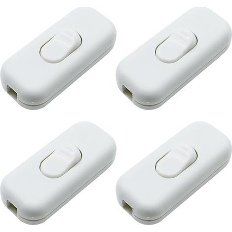 Lntyq Interrupteur torpille 4 pièces, interrupteur bipolaire, interrupteur à bascule pour lampe, 2 ou 3 fils pour lampe de table, lampe de chevet (blanc) (1/5)