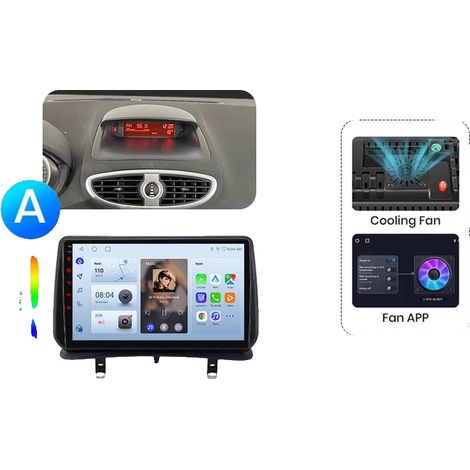 Lecteur multimédia de voiture, écran tactile HD, plug & play, compatible avec Renault Clio 3 2005 2006 2007 2008-2014, V1(4G 64G)WiFi A (1/2)