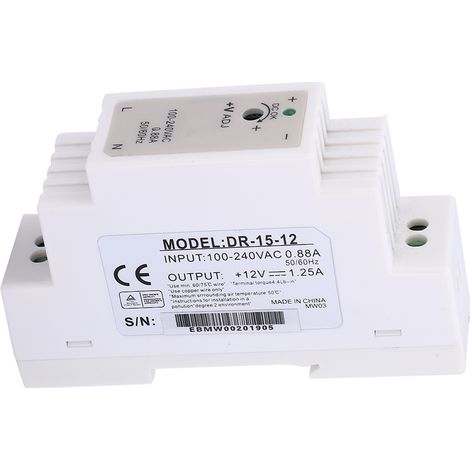 Alimentation à découpage sur rail DIN DR-15-12, sortie unique, 12 V, 1,25 A, 15 WDR-15-12 (1/5)