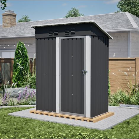 Abri de jardin en métal 152x84x182 cm noir, avec rangement gain de place pour jardin FloraGrace (1/5)