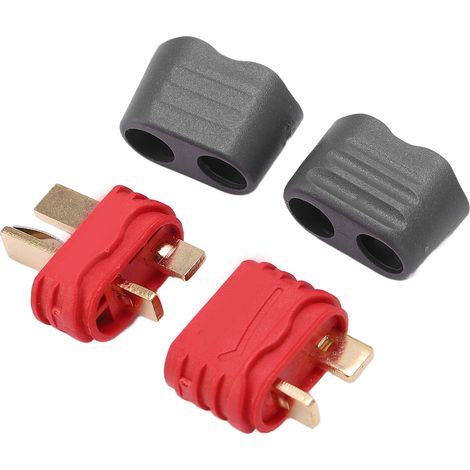 Fiches T Plug Deans Universelles pour Batteries et Moteurs RC avec Capots Antidérapants pour Voiture Bateau Avion Modélisme (1/5)