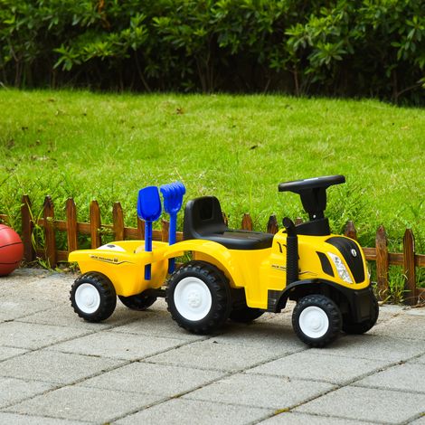 Tracteur à pédales Irovami pour tout-petits (1-3 ans) avec klaxon, rangement et volant, jaune (1/5)