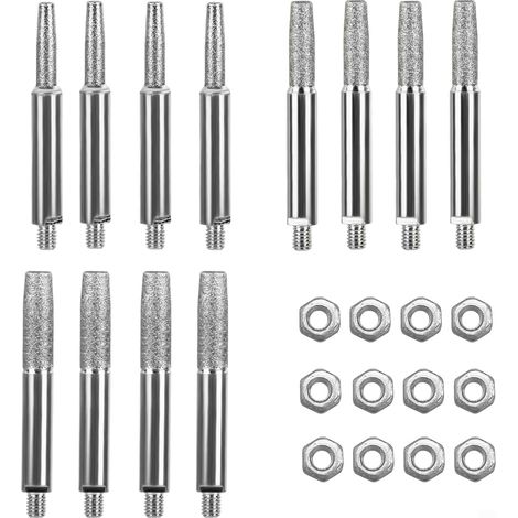Affûteuse de chaîne de tronçonneuse 12 pièces avec mécanisme à manivelle et têtes de meulage diamant émeri 4,0 mm 4,8 mm 5,5 mm