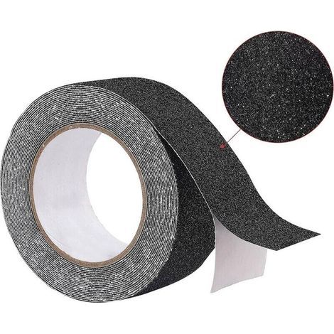 Ruban Adhésif Antidérapant, Bande Antidérapante à Haute Traction Adhérence, Bande Adhésive Abrasive Solide de Sécurité pour Escaliers, Marchepieds, Rampes, Extérieur et Intérieur 5 cm x 10 m Noir (1/3)