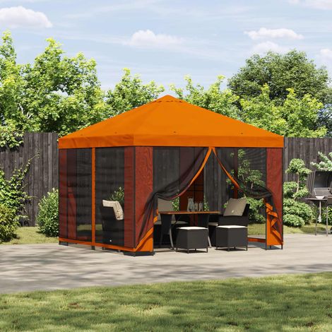 vidaXL Gazebo 3 x 3 m Arancione Poliestere e Acciaio 190 gsm
