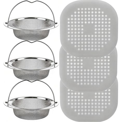 6 Pièces Filtre,Bouchon,Silicone,Acier Inoxydable,Douche,Évier,Cuisine