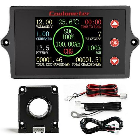 Hall-Coulometer, 8–100 V, Spannungs- und Stromüberwachung für Elektrofahrzeuge, Batterieladetester, 2 m Datenkabel, 500 A Hall-Sensor (1/5)