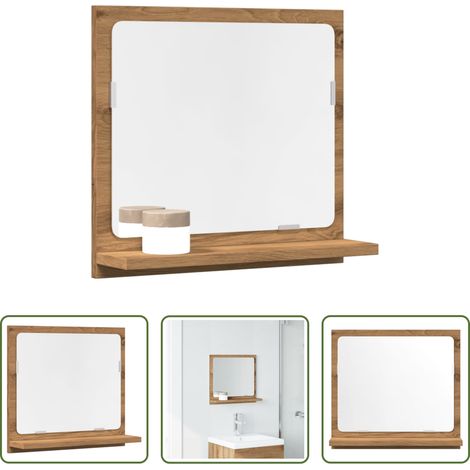 vidaXL Holzwerkstoff - Badspiegel mit Ablage Artisan-Eiche 40x11x37 cm Holzwerkstoff (1/5)