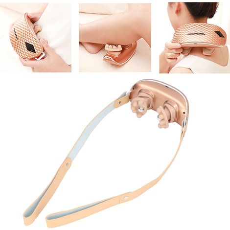 Nackenmassagegerät für Zuhause, wiederaufladbares Nackenmassagegerät, elektrisches Massagegerät mit Knet- und Wärmefunktion, goldfarben. (1/5)