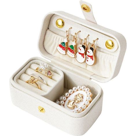 Dieser kleine Reise-Schmuckorganizer bietet Platz für mehrere Ringe, Halsketten, Ohrringe, Lippenstifte usw. und dient als tragbarer Schmuckorganizer. (1/5)