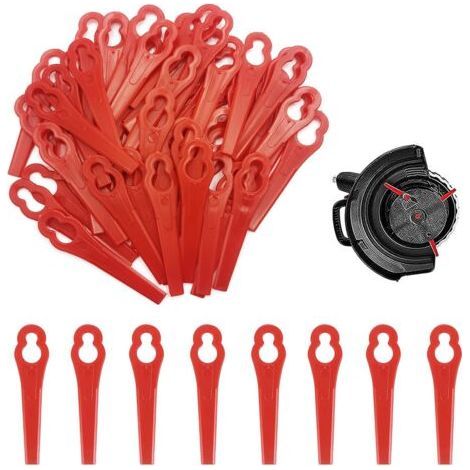 50 Pieces Replacement Plastic Blades for Grass Trimmers, Plastic Blades, Grass Trimmer Brush Cutter Blades, Plastic Lawn Mower Blades, Red Plastic Grass Trimmer Blades - Karteo (1/5)
