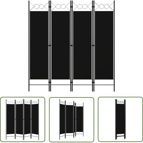 The Living Store 4-tlg. Raumteiler Schwarz 160 x 180 cm - Raumteiler - Dekorationsartikel - Wohnzimmerdeko - Trennwandsystem - Sichtschutz (1/5)