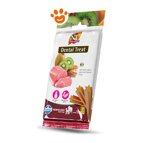 Farmina Dog Snack Dental Treat N&D Tropical Maiale Medium/Maxi - Confezione 100 Gr - Snack