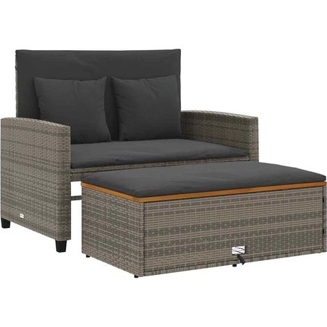 Maison Exclusive - Gartensofa mit Kissen 2-Sitzer Grau Poly Ratta
