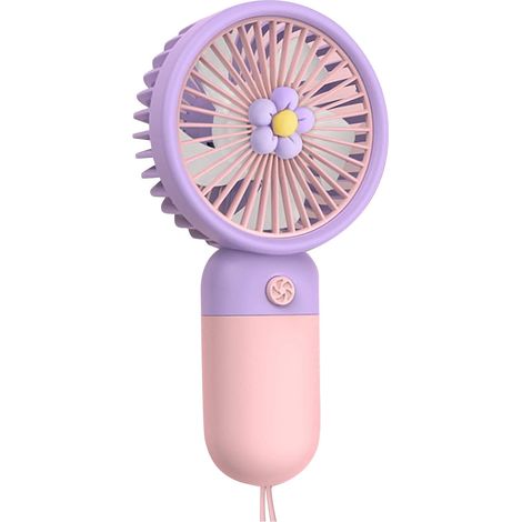 Mini ventilateur portatif rechargeable–Dessin animé,cadeaux pour enfants-Pour la maison,les étudiants et l'extérieur-Fleur violette (1/4)