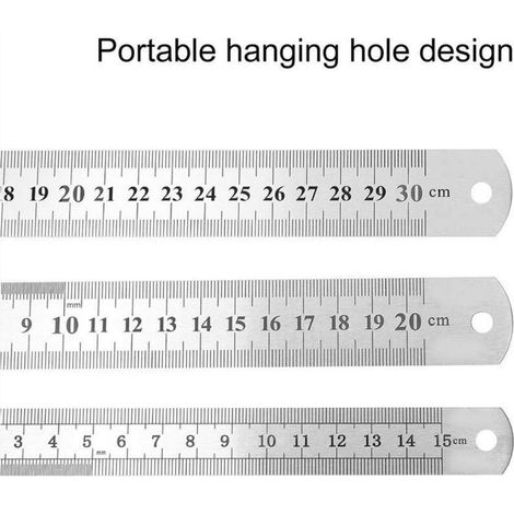 Règle en acier métrique - 15cm, 20cm, 30cm, 3pcs (1/3)