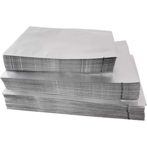 100 sachets plats argentés en mylar. emballage en aluminium. sachets de conservation des aliments en vrac 9 x 13 (1/3)