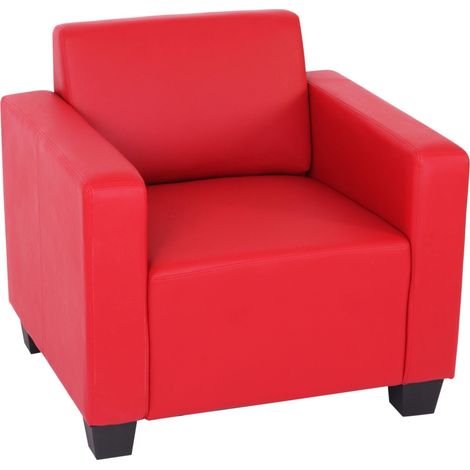 Fauteuil lounge design 76x82x72 cm similicuir polyuréthane rouge 040011522 (1/5)