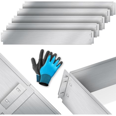 KESSER® Rasenkante Beeteinfassung Beetumrandung 5m 10m 15m 20m 25m 30m 35m 40m 45m 50m 100x14cm oder 100x18cm Beetbegrenzung Rasenbleche Mähkante Silber / Länge 25m - Höhe 14cm