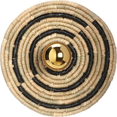 Luminaire applique murale bohème, naturelle, hygge - applique intérieure décorative en seagrass tressée naturelle - support métal noir, douille E27, possibilité ampoule LED, motif 2 (1/5)