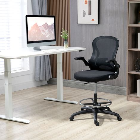 Chaise bureau soutien Noir lombaire accoudoirs ajustables hauteur rabattables 59x65x102-122 cm