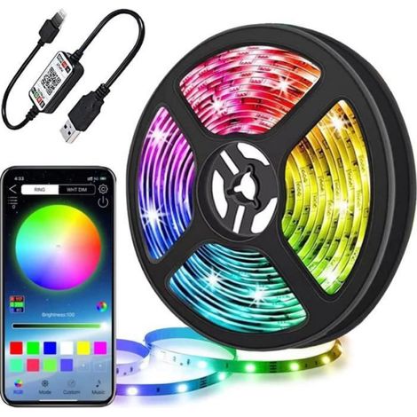Bande LED RGB - - 5050 - 4M - IP65 Étanche - Rétroéclairage Musical (1/4)