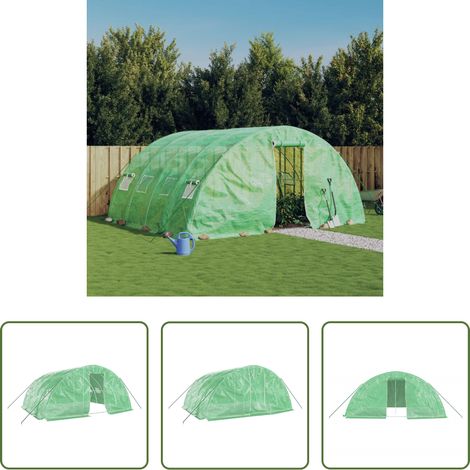 vidaXL Serre vert -  Serre avec cadre en acier vert 20 m² 5x4x2,3 m (1/5)