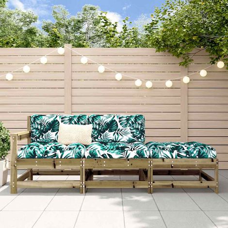 3-tlg. Garten-Lounge-Set mit Kissen Kiefernholz Imprägniert