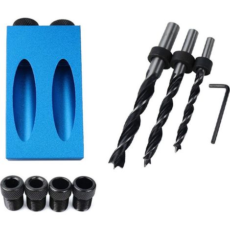 Kit de gabarit pour trous de poche, système de guide de perçage remplaçable, gabarit pour tourillons 6/8/10 mm, localisateur de trous de perçage d'angle, outils d'assemblage du bois (1/5)