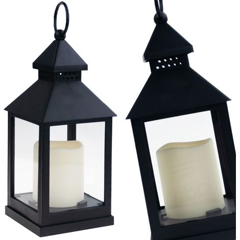 TG45628 LAMPADA A LANTERNA A LED NERA PER CASA, GIARDINO, BATTERIE, ILLUMINAZIONE PER BALCONE E TERRAZZA